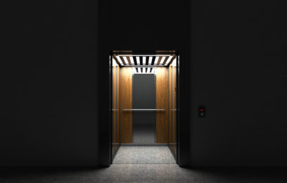 Realistic open Empty Elevator with Half Open Door 3d render